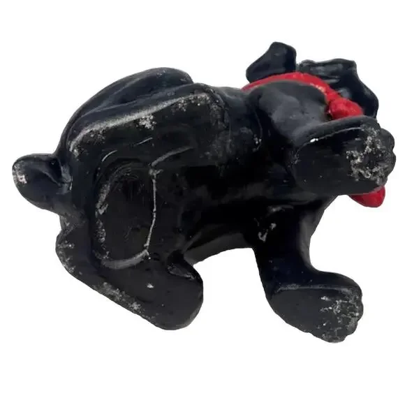 Black Pug Dog Statue Santa Hat Scarf Christmas Hand Painted Figurine 14” Tall - Picture 9 of 9